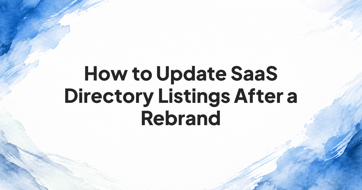 A worksheet matching outdated SaaS directory listing details to a new product name and website
